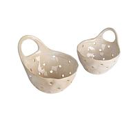 Creative Co-op DA7705 Cream Stoneware Colander Set, White