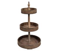 Creative Co-op DE0574 Decorative Wood & Metal Three Tier Tray, Brown