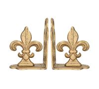 Creative Co-Op Decorative Distressed Metal Fleur de Lis Bookends Gold Set of 2