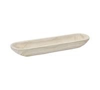 Creative Co-op Decorative Paulownia Wood Bowl, White Tray