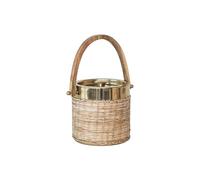Creative Co-Op DF9365, Gold 3-Quart Boho-Chic Rattan and Steel Ice Bucket, Stainless Steel