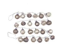 Creative Co-Op Distressed White & Grey Embossed Mercury Glass Ornament Fabric String Garland, Taupe and Cream
