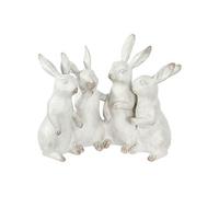 Creative Co-op EC0147 Whitewashed Polyresin Bunny Rabbit Quartet Figures and Figurines, White