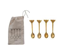 Creative Co-Op Farmhouse Brass Spoons with Bee Handles in Drawstring Bag, Brass Finish