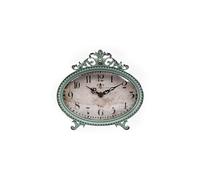 Creative Co-op Green Antiqued Pewter Mantel Clock