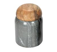 Creative Co-Op Marble and Mango Wood Pinch Pot with Lid, Grey and Natural