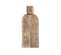 Creative Co-Op Medium Hand-Carved Mango Wood Slicer Face Handle Design and Combed Finish, Natural Cheese and Cutting Board