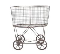 Creative Co-op Metal Rolling Laundry Cart with Rack, Bronze, Brown