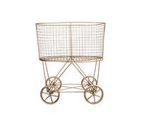Creative Co-op Metal Rolling Laundry Cart with Rack, Copper