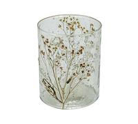 Creative Co-Op Reclaimed Glass Votive Holder with Natural Botanicals, Clear
