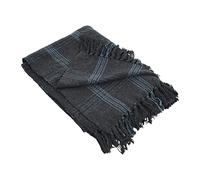 Creative Co-op Recycled Cotton Blend Throw Blanket with Fringe, Grey Plaid