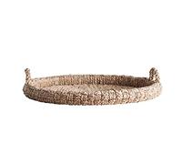 Creative Co-op Round Braided Bankuan Tray with Handles, Brown, 29"