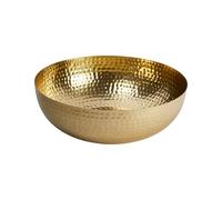 Creative Co-Op Round Hammered Metal Bowl, Gold Finish, 14"