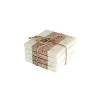 Creative Co-op Square Marble Coasters with Jute String, Brown (Set of 4 Pieces), 95%, 5%