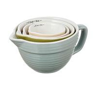 Creative Co-Op Stoneware Batter Bowl, Set of 4 Sizes, Multicolor Measuring Cups, Sky Blue