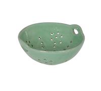 Creative Co-Op Stoneware Berry Bowl with Handles, Aqua Reactive Glaze, 8.5" L x 7.75" W x 3.25" H, Multicolor