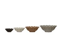 Creative Co-Op Stoneware Flower Bowls, 6" L x 6" W x 3" H, Multicolor
