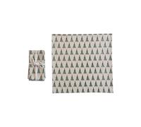 Creative Co-Op Stonewashed Cotton Napkins with Christmas Tree Print, Natural, Green and Red, Set of 4