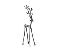 Creative Co-op Thin Shaped Cast Aluminum Reindeer, Gunmetal Finish, Silver, 17.5" H