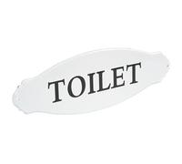 Creative Co-op Toilet Bathroom Sign, Metal, White, 12" x 4"