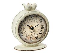 Creative Co-op Vintage Pewter Birds, Distressed Cream Mantel Clock