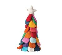 Creative Co-op Wool Felt Christmas Tree Figurine, 15", Multicolor
