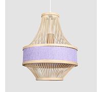 Creative Colorful Fabrics Pendant Light Lantern Single Hanging Light Fixtures Natural Wooden Pendant Light Shade Bamboo Ceiling Lamps for Living Room Bedroom Restaurant Cafe