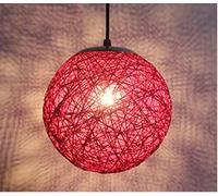 Creative Colorful Round Rattan Pendant Lamp Modern Ceiling Light for Dining Room & Kids' Bedroom E27 Red Unique Design Hanging Chandelier