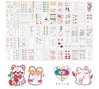 Creative Coloured Doodles Temporary Tattoos 60 Sheets Rainbow Tattoos with Different Patterns Geometric Shapes Vivid Temporary Tattoo for Festival Party, Halloween, Birthday Party