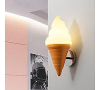 Creative Cone Ice Cream Wall Lamp Sconce Metal E27 Single Head Wall-Mounted Lighting Fixture Cartoon Decoration Wall Light Fixture For Cafe Restaurant Dessert Shop Children's Room Interesting