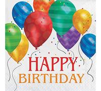 Creative Converting 16 Count Happy Birthday Balloon Blast Lunch Napkins, Multicolor