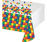 Creative Converting 315252 Block Birthday Plastic Tablecover Multicolor, 54" x 102"