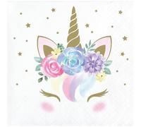 Creative Converting 343830 Unicorn Baby Shower Beverage Napkins, 5", Multi-Color