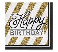 Creative Converting Black and Gold Birthday Paper Luncheon Napkins,13" - 16 Pcs., PC317546