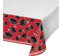 Creative Converting Border Print Plastic Tablecover for Graduation Party, 54 x 102-Inches, School Spirit, Classic Red, 54" x 102"