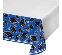 Creative Converting Border Print Plastic Tablecover for Graduation Party, 54 x 102-Inches, School Spirit, Cobalt Blue, 54" x 102"
