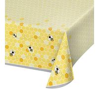 Creative Converting Bumblebee Baby Plastic Tablecloth, 54" x 102", Multi-Color