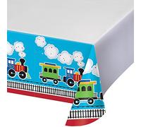Creative Converting Colourful Train Plastic Tablecover-1 Pc, All Aboard, 324350