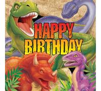 Creative Converting Dinosaur Birthday Paper Luncheon Napkins, 13"-16 Pcs, Multicolor, Lunch