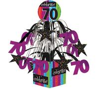 Creative Converting Party Decoration Metallic Foil Cascading Centerpiece, Milestone Celebrations 70th