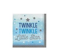 Creative Converting PC322231 One Little Star Boy - Twinkle Blue 2-Ply Lunch Napkins-16 Pcs, Multicolor, 6.5" x 6.5"
