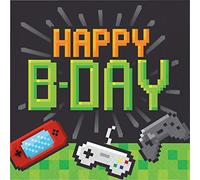 Creative Converting PC336036 Video Game Party Controllers Happy B-Day Lunch Napkins-16 Pcs, Paper, Multicolor
