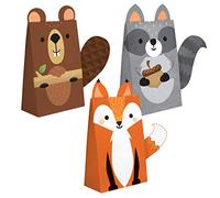 Creative Converting PC344417 Wild One Woodland Animals Shaped Paper Treats Bags-8 Pcs, Multicolor