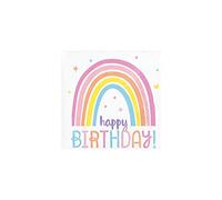 Creative Converting PC352005 Lunch Napkins 2 ply|Happy Rainbow|33cm | Pack of 16, Pink, Blue, Yellow, and White