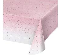 Creative Converting Rose Gold Dots Plastic Table Cover - 1 Pc, Pink, 54" x 102"