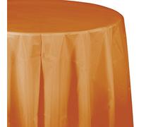 Creative Converting Touch of Color Octy-Round Plastic Table Cover, 82-Inch, Pumpkin Spice