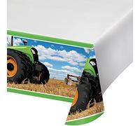 Creative Converting Tractor Time Plastic Table Cover-1 Pc, Multicolor, 54 x 102