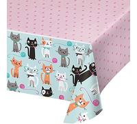 Creative Convertting PC329399 Purr-FECT Party Cute Cats Plastic Tablecover-1 Pc, Multi-Coloured