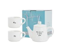 Creative Couple Pot Cup Valentine's Day Tea Set Ceramic Coffee Tea Pot Afternoon Tea Set for office home restaurant-Mr Mrs