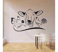 Creative Cow Pig Rooster Wall Sticker Farm Animal Kitchen Restaurant Vinyl Window Sticker Mural Art